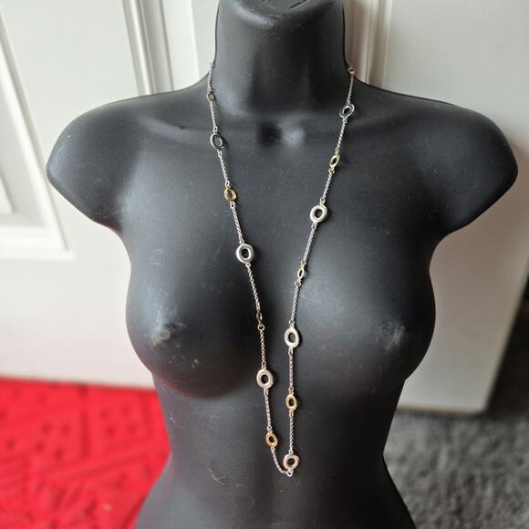 Etienne Aigner Chain long Necklace in silver tone - Picture 1 of 6